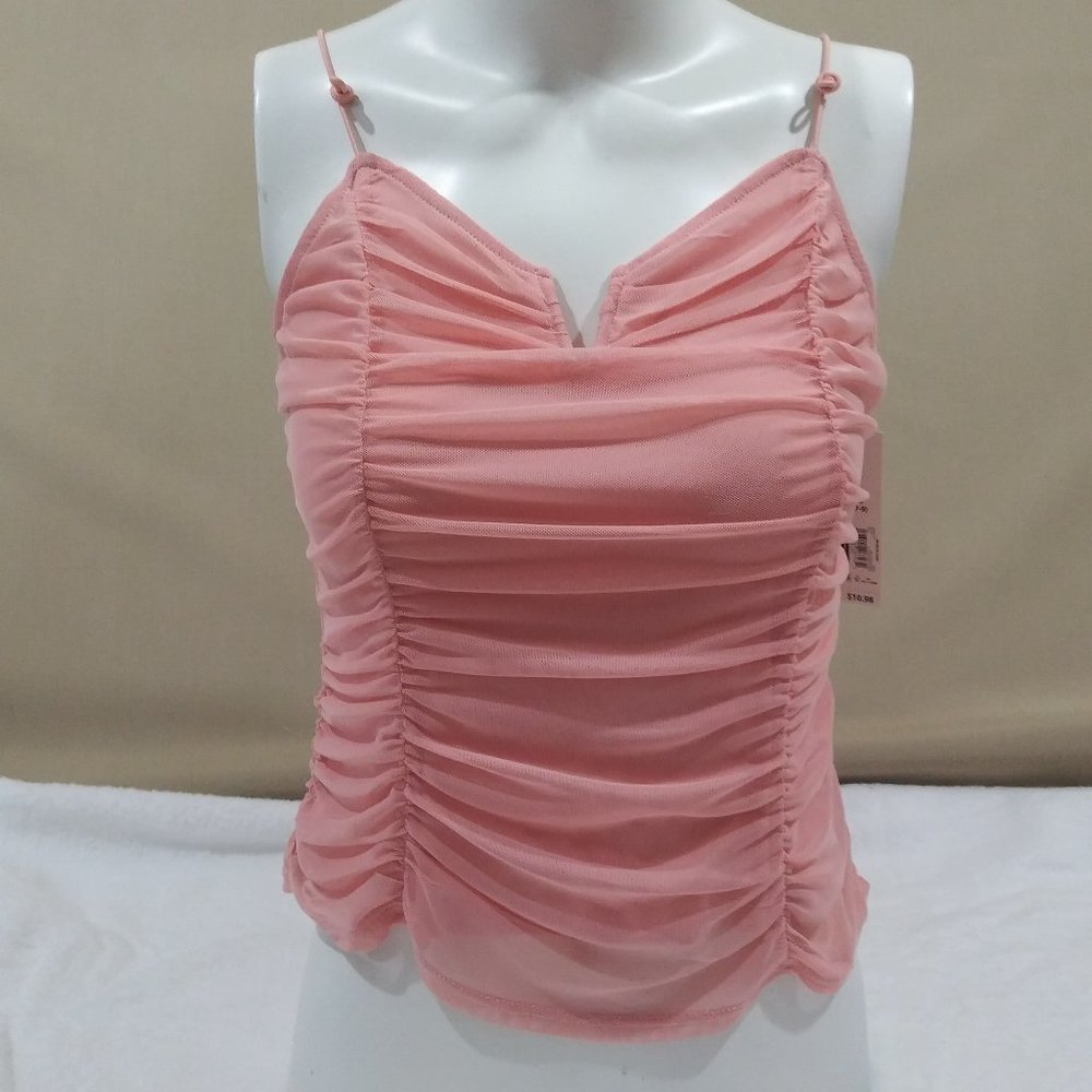 No Boundaries Juniors' Ruched Mesh Tank Top